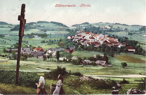 Historische Postkarte Böhmisch Krumau Höritz