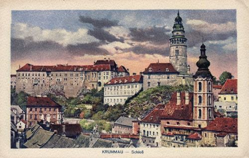 Historische Postkarte Böhmisch Krumau Schloss