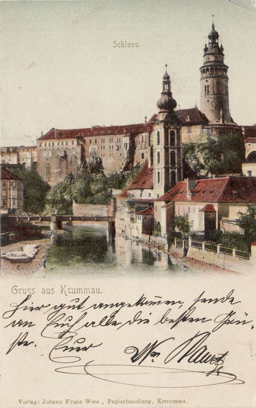 Historische Postkarte Böhmisch Krumau Schloss