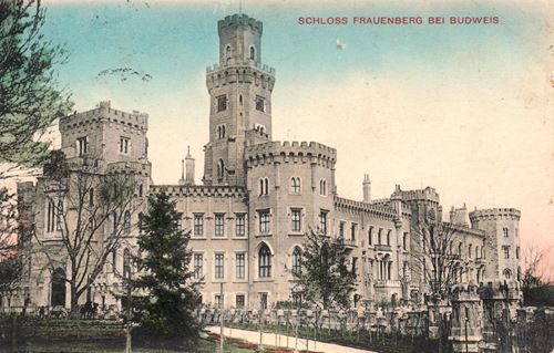 Historische Postkarte Budweis Schloss Frauenberg
