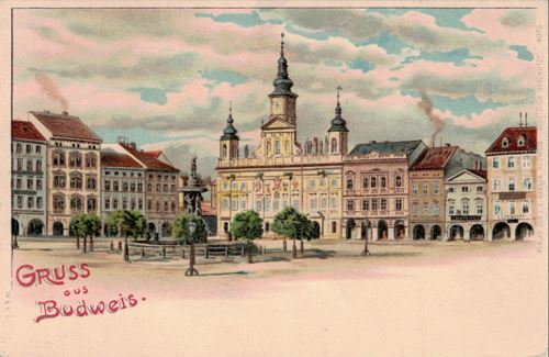 Historische Postkarte Budweis