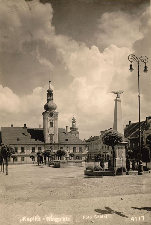 Historische Postkarte Kaplitz Ringplatz