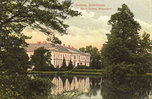 Historische Postkarte Kaplitz Neues Schloss Rückansicht