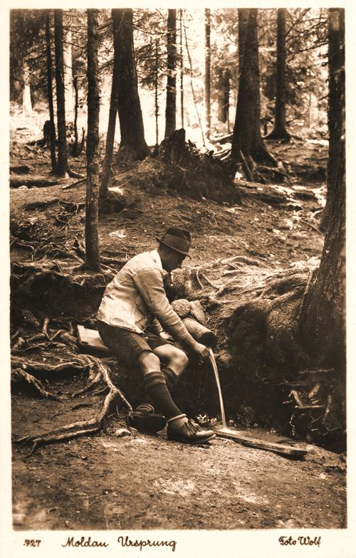 Historische Postkarte Prachatitz Moldau Ursprung