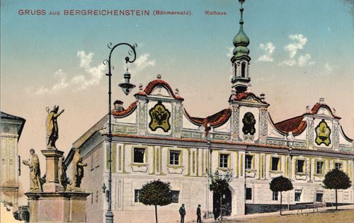 Historische Postkarte Schüttenhofen Rathaus